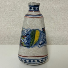 【レトロ陶器】みやび焼 花鳥文 小壺 一輪挿し アンティーク調の画像