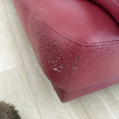 島忠 本革 赤ソファ 2人〜3人かけ掛けの画像