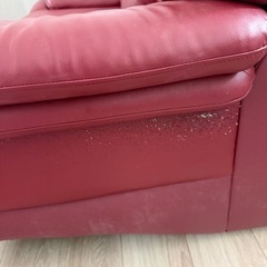 島忠 本革 赤ソファ 2人〜3人かけ掛けの画像