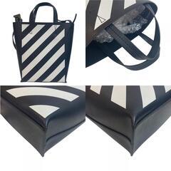 オフホワイト OFF-WHITE トートバッグ ボーダー 2WAY ブラックの画像