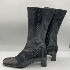 Yoshinoya ロングブーツ サイドジップ ステッチ ブラックの画像