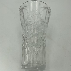 クリスタルガラス 花瓶 ラッパ型 カットデザイン フラワーベースの画像