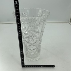 クリスタルガラス 花瓶 ラッパ型 カットデザイン フラワーベースの画像