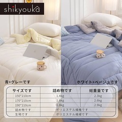 掛け布団 年中使用 抗菌防臭 軽量 150x210 シングル ブルーの画像