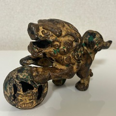 【アンティーク調】鋳物製 唐獅子 シーサー置物 魔除け インテリア