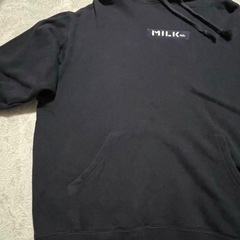 [ミルクフェド] フード付きトレーナーMILKFED. パーカー L 紺　裏起毛の画像