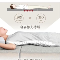 マットレス 硬め190N 密度36D 折りたたみ 厚さ10cm 三つ折りマットレス 高反発 敷き布団 体圧分散 セミダブル グレーの画像