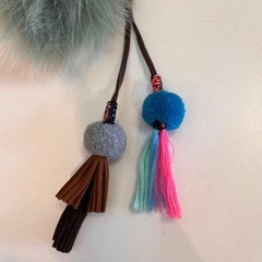 ファーチャーム　ブルー　チャーム　キーホルダー　ファー　飾り　キーリングの画像