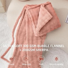 肌触りが良い　 電気毛布 敷き 掛　けふわふわ　大きいサイズ　ピンクローズの画像