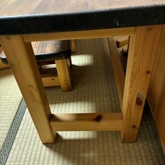 木製　キッズ　長机と椅子ペアセットの画像