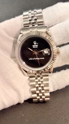 新品/送料無料/限定「Relax Rolex」 腕時計 自動巻き デイトジャスト ブラック文字盤　ステンレス　RELAX (Rolexではない)