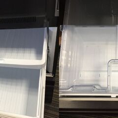 ○【通電・動作確認済】22年製ヤマダ電機6年保証期間内ノンフロン冷凍冷蔵庫 両開きドア SJ-GW35H-R シャープ 幅600×奥行665高さ1690㎜ 質量72㎏ キッチン家電 中古品(NF251105)Zi-2321の画像