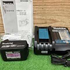 【SIW】makita マキタ ST312DRG 18V充電式タッカ バッテリー1個、充電器付き【中古動作品】の画像