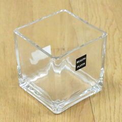 【11月23日　最終処分】　無料　ガラス器　横10㎝、縦10㎝、高さ10㎝　HEALING PLANTS　正方形　インテリア　中古品の画像