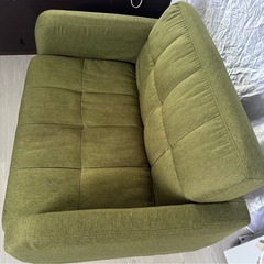 コンパクトカウチソファ 3WAY グリーンソファー　クッション2個付の画像