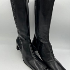 Yoshinoya ロングブーツ サイドジップ ステッチ ブラックの画像