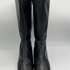 Yoshinoya ロングブーツ サイドジップ ステッチ ブラックの画像