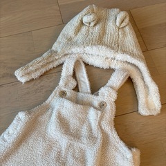 80サイズロンパース、帽子セット　プティマイン　cottoliの画像