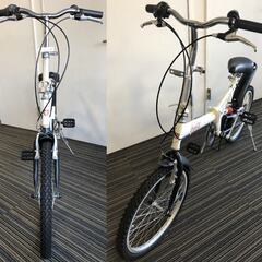 ☆20インチ 折り畳み自転車 AERO BICYCLE ホワイト 白 CoCa-Cola 防犯登録無し 中古品(NF251105)303-583-②の画像