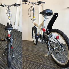 ☆20インチ 折り畳み自転車 AERO BICYCLE ホワイト 白 CoCa-Cola 防犯登録無し 中古品(NF251105)303-583-②の画像