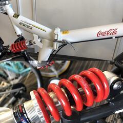 ☆20インチ 折り畳み自転車 AERO BICYCLE ホワイト 白 CoCa-Cola 防犯登録無し 中古品(NF251105)303-583-②の画像