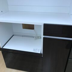 ★ジモティ割引あり★【リユースのサカイ野々市店】A-476　キッチンボート ３枚扉 茶/白 89(幅)×39(奥行き)×180(高さ)cmの画像