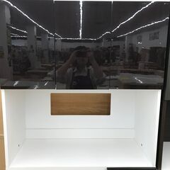 ★ジモティ割引あり★【リユースのサカイ野々市店】A-476　キッチンボート ３枚扉 茶/白 89(幅)×39(奥行き)×180(高さ)cmの画像