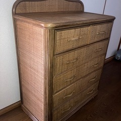 藤家具（ラタン）5段チェストの画像