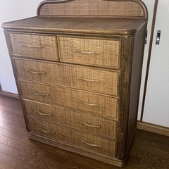 藤家具（ラタン）5段チェストの画像