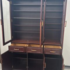 ★リユースのサカイ千葉中央店★  食器棚 ブラウン H200×D45×W129 クリーニング済み TC5244の画像