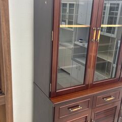 ★リユースのサカイ千葉中央店★  食器棚 ブラウン H200×D45×W129 クリーニング済み TC5244の画像