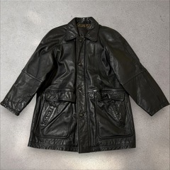 Sub Urban 本革 牛革 裏地総柄 レザージャケット Lサイズ ブラック系の画像