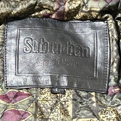 Sub Urban 本革 牛革 裏地総柄 レザージャケット Lサイズ ブラック系の画像