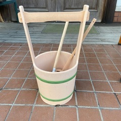 柄杓2本　手桶1点　お墓参りセット　打ち水　プラスチック　中古品の画像