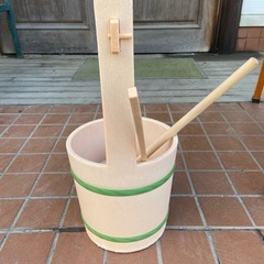 柄杓2本　手桶1点　お墓参りセット　打ち水　プラスチック　中古品の画像