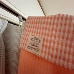 ピンクチェックカーテン 100×130cm 2枚の画像