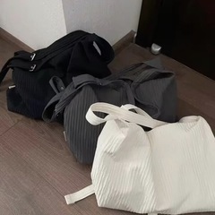 ストライプ グレー トートバッグの画像