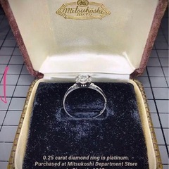 11/6限定！希望価格￥240000円が、あり得ない超特価！　激レア、三越刻印あり！レトロデザインが新鮮/銀座三越購入のダイヤモンドリング0.25ct 11号 の画像