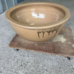 大型陶器鉢 幅約50cm 美品（甕・水鉢・プランター・インテリア）の画像