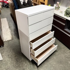 A1772🌟配送♻️設置可能🉑‼️ アルファタカバ チェスト ホワイト6段チェスト　依頼収納🌟の画像