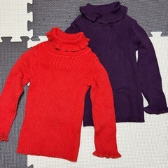 子供服お下がり秋冬女の子90サイズ☆ニットワンピスパッツの画像