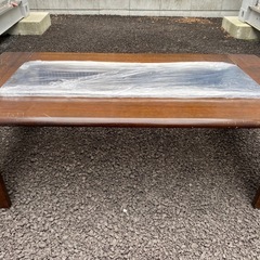 アンティーク 木製ガラステーブル 昭和レトロの画像