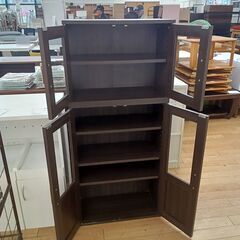 ★リユースのサカイつくば店★TK7163  食器棚 ブラウン H135×D29×W60 クリーニング済みの画像