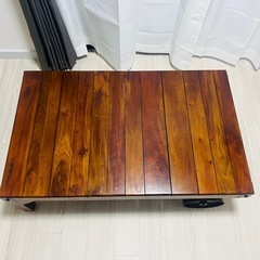 トロリーテーブル ローテーブル 車輪付き ビンテージ風の画像