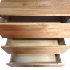 新札幌 / 無印良品 無垢材チェスト 3段ワイド オーク材 天然木 衣類収納 タンス 引き出し収納 / No.3694の画像