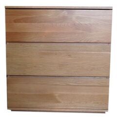 新札幌 / 無印良品 無垢材チェスト 3段ワイド オーク材 天然木 衣類収納 タンス 引き出し収納 / No.3694の画像