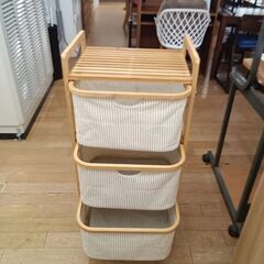 ★リユースのサカイつくば店★TK7162  バスケット収納 ナチュラル H96×D34×W44 クリーニング済みの画像