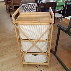 ★リユースのサカイつくば店★TK7162  バスケット収納 ナチュラル H96×D34×W44 クリーニング済みの画像