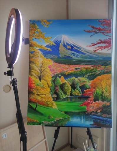 アクリル絵具による手描き作品?️  富士山  