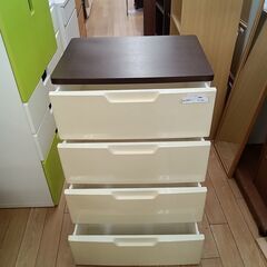 ★リユースのサカイつくば店★TK7164  ウッドトップチェスト ホワイト H80×D41×W56 クリーニング済みの画像